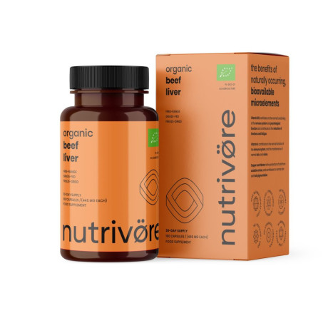 Nutrivore Orgánová výživa „Nature’s superfood“ pro podporu imunity a jater“  bio 180 kapslí min.trv.12/2025