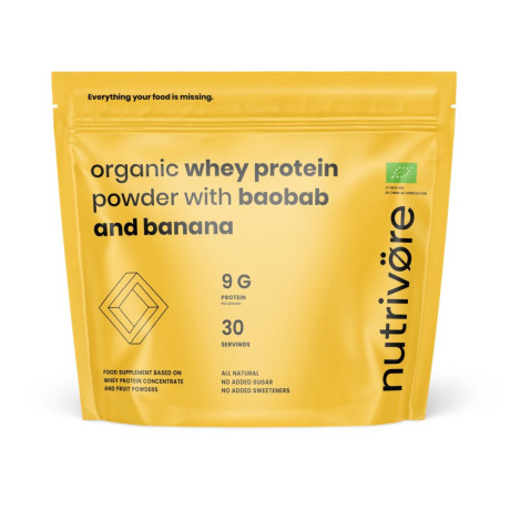 Nutrivore Bio whey protein concentrate powder from European sources with prebiotics and fruit 450 g